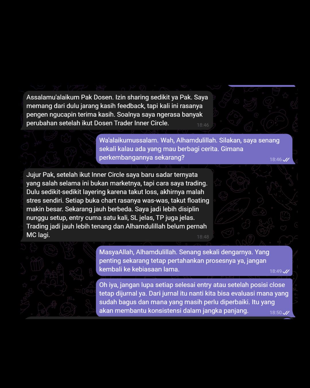 Screenshot testimoni anggota